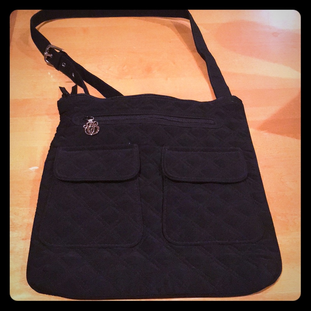 Vera Bradley Black Quilted Large Messenger Bag